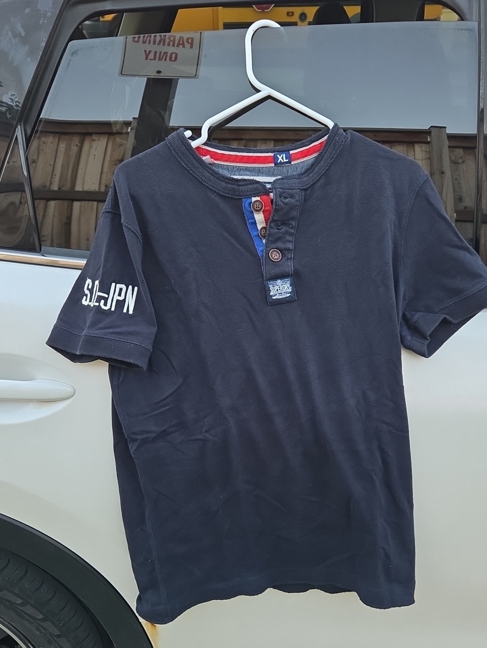 Superdry Men's Navy Short-Sleeve Henley with Contrast Placket - XL